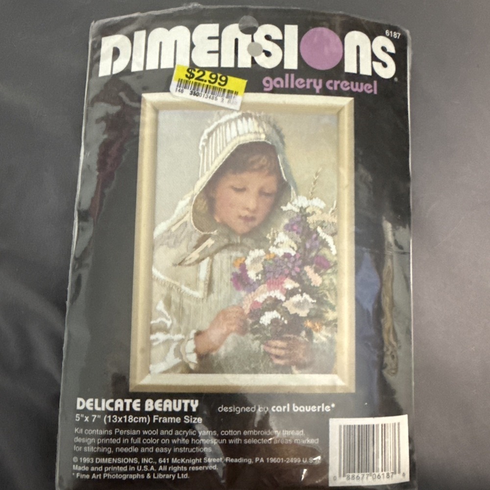 Dimensions Gallery Crewel Kit 6187.‎ Delicate Beauty. 5x7". NIP Crewel Kit